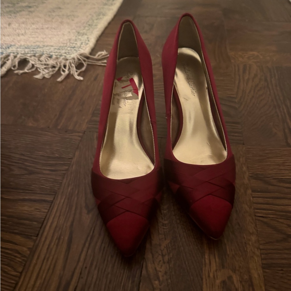Ruby satin like heels (only worn once!) EU size 39, UK size 6